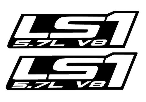 LS1 - Vinyl Stickers Decals - TWO -black- Chevy Camaro Corvette Trans Am LS LSX Swap 5.7L