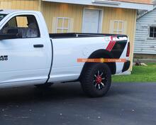 Dodge Ram Rebel Grunge Logo Truck Vinyl Sticker Decal Side Bed Graphic Red Mopar Stripes 2