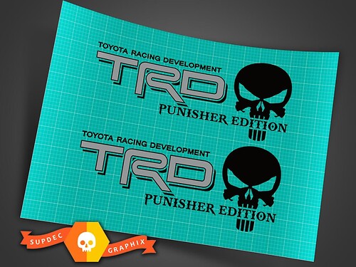 Toyota TRD Truck Off-Road Racing Tacoma Tundra The Punisher Edition Decals Sticker Decal 