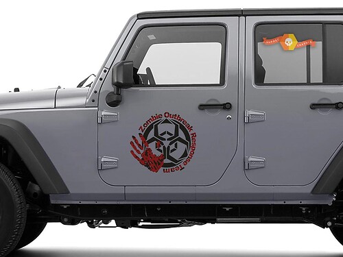 2x Zombie Outbreak Response Team Jeep Hood Door Sticker Decal Vehicle Truck Car Vinyl
