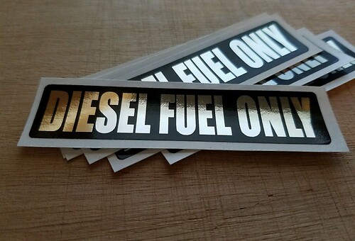 Diesel Fuel Only FUEL DOOR DECAL STICKER Black & Chrome
