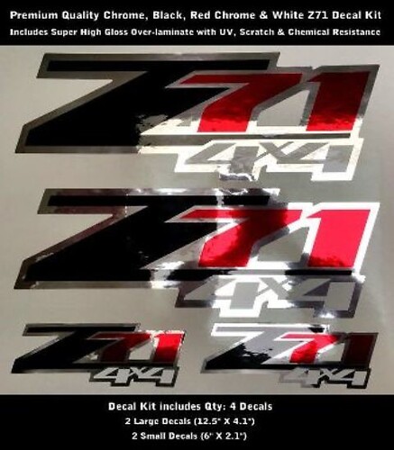 Z71 Sticker Decal Kit Chrome Red Chrome Black White Premium Quality 0091