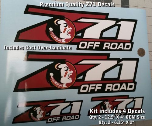 Z71 Sticker Decal Kit OEM Size Florida Seminoles FSU Design Includes 0020