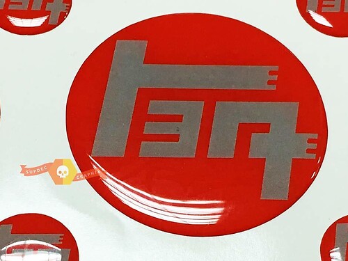 TEQ Red with Grey Toyota Domed Badge Emblem Resin Domed Decal Sticker for 4Runner FJ Cruiser
