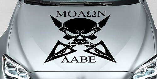 Skull MOLON LABE cross hood side vinyl decal sticker fits wrangler bmw et