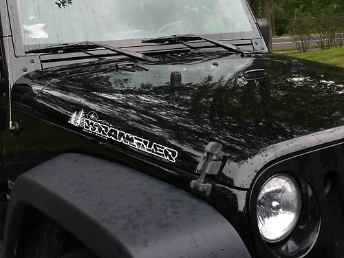  Pair Jeep Wrangler Unlimited Compass Mountains Tree Vinyl Hood Stickers Decals