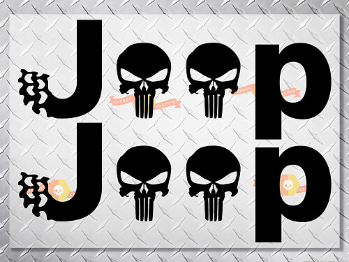Jeep Punisher Skulls Vinyl Decals for Wrangler Side Bump Sticker Stickers