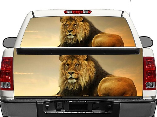 Lion on sunset 2 Rear Window OR tailgate Decal Sticker Pick-up Truck SUV Car
