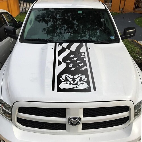 Dodge Ram Hemi 1500 2500 3500 Rebel Mopar Hood Sticker Decal Vinyl Stripes Graphic ff