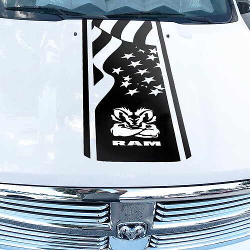 Dodge Ram Hemi 1500 2500 3500 Rebel Mopar Hood Sticker Decal Vinyl Stripes Vinyl Cut R
