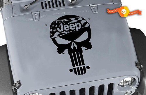 Jeep Wrangler TJ LJ JK Punisher Skull Flag Kit Set Hood Vinyl Sticker Decal Car/Truck