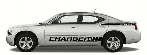 x2 ക്വാർട്ടർ പാനൽ സൈഡ് സ്ട്രൈപ്സ് - ഹെമി R/T വൈനൽ സ്റ്റിക്കർ ഡെക്കൽ ഡോജ് ചാർജർക്ക് പൊളിച്ചുനില്ക്കുന്നു.
