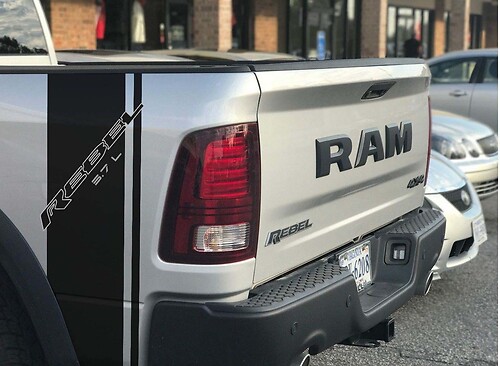 2 Dodge Ram Rebel 1500 5.7L decals TRX side stripes vinyl stickers Hemi Graphics Now 2023
