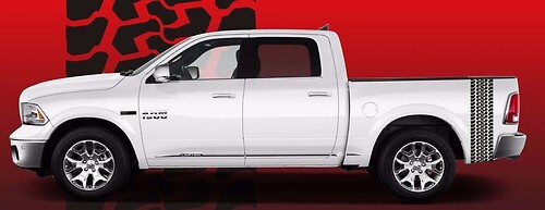 Dodge Ram 2016 HEMI MOPAR SPORT BIG HORN Tire Tread Truck Bed Sticker Decal Set