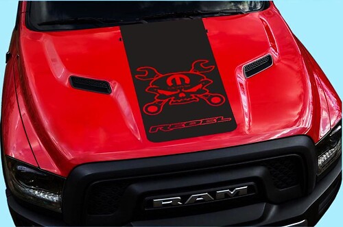 2015-16-17 Dodge Ram Hemi Rebel Hood Truck Sticker Decal Graphic Reb-12