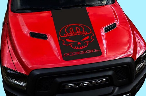 2015-16-17 Dodge Ram Hemi Rebel Hood Truck Sticker Decal Graphic Reb-15