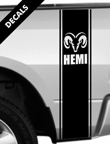 Dodge Ram 1500 2500 3500 Rear Bed Truck Stickers Decals Stripes RAM HEMI Kit