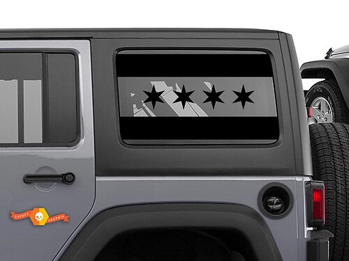 City of Chicago Flag Sticker Decal American Jeep Wrangler JKU window Vinyl offroad 