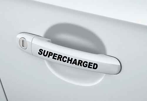 SUPERCHARGED - Door Handle Decal Kit - Racing Sport Car Emblem sticker - Black
