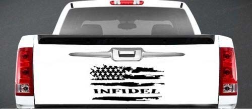 Infidel Distressed American Flag Vinyl Sticker Decal Tailgate Ford Chevy Dodge
