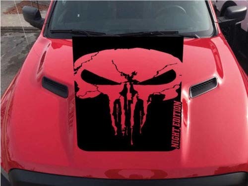 Dodge Ram Rebel Punisher Skull Night Edition Hood Truck Vinyl Sticker Decal Graphic

