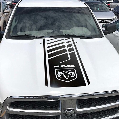 Hood Sticker Decal Dodge Ram Hemi 1500 2500 3500 Rebel Mopar Vinyl Cut Stripe Graphic l