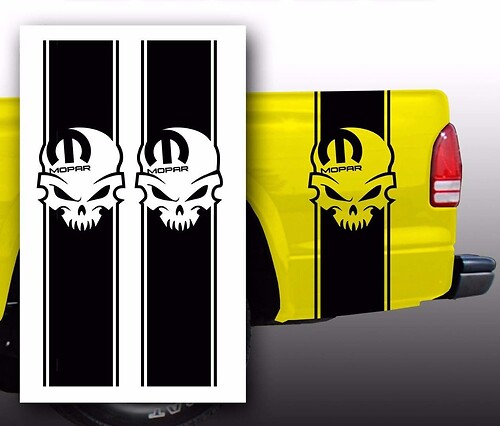 Mopar Skull Dodge Pickup Truck Bed Stripes decal stickers