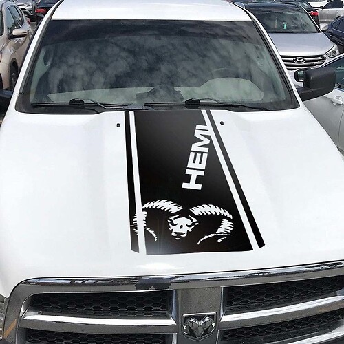 Dodge Ram Hemi 1500 2500 3500 Rebel Mopar Hood Sticker Decal Vinyl Stripes Vinyl Cut H2