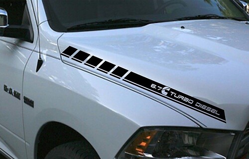 Dodge Ram 2 vinyul hood stripes 6.7L turbo diesel Stickers Decals Hemi Mopar Graphics Rt Now
