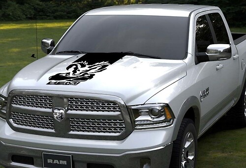 Hood vinyl Sticker Decal rally stripe Dodge Ram 1500 graphics hemi mopar 5.7L design RT