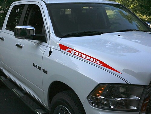 Truck vinyl Sticker Decal rebel stripes Dodge Ram hood both sides hemi Mopar Graphics Rt Now