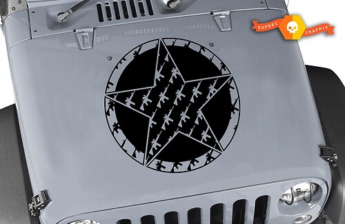 Oscar Mike M4 M16A2 5.56 Rifle Star Hood Vinyl Sticker Decal 23