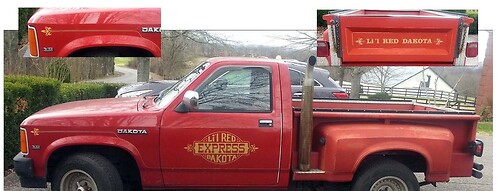 GE-QG-375 1990 DODGE - DAKOTA Li'l RED EXPRESS - TRUCK LETTERING & STRIPE Sticker Decal
