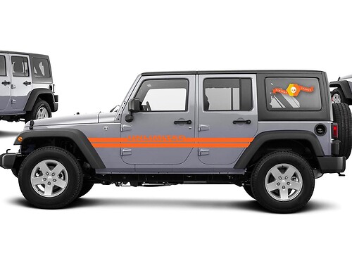Jeep Wrangler Rubicon Stripes Sticker Decal Graphic JK JKU Side Vinyl UNLIMITED Orange
