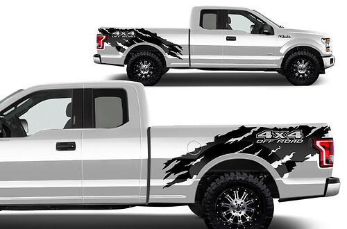 Vinyl Sticker Decal Graphics Wrap Kit for Ford F-150 Truck 15-17 4X4 OFFROAD TORN Black