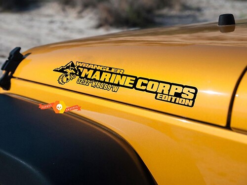 Side Hood Marine Corps USMC Sticker Decal Vinyl Graphic for Jeep Wrangler 27”x5