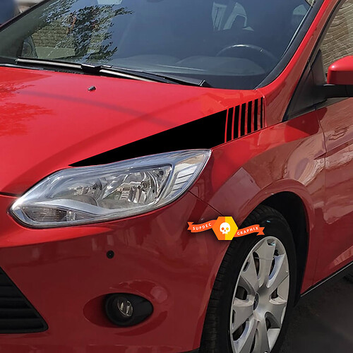 2011-2014 Ford Focus Hood Side Strobe Blackout Rally Racing Stripes Stickers Decals