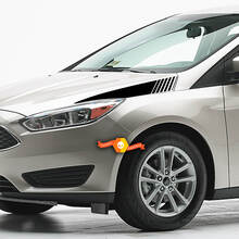 2011-2014 Ford Focus Hood Side Strobe Blackout Rally Racing Stripes Stickers Decals 2