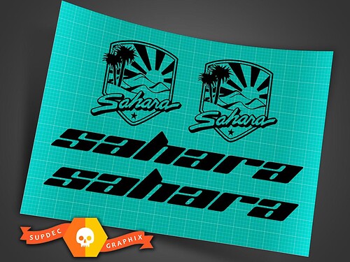 Jeep Wrangler Side Hood Decal Kit - Sahara Replace Matte Black Sticker TJ LJ JK