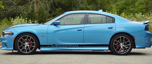 2X Dodge Charger MOPAR Rocker Panel Stickers Decals Stripe Vinyl Graphics Kit 2011-2018
