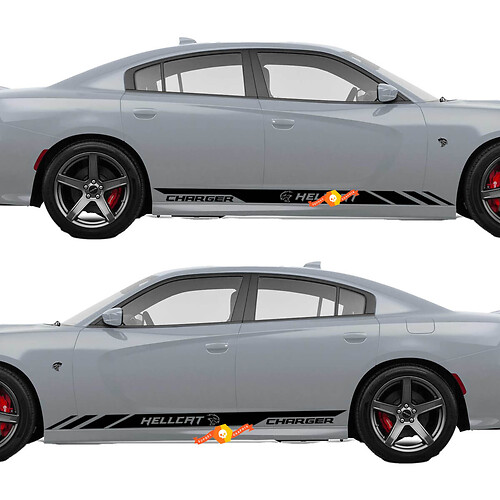 2X Dodge Charger Hellcat Rocker Panel Stickers Decals Stripe Vinyl Graphics 2011-2023