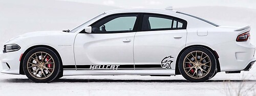 2X Dodge Charger Hellcat Rocker Panel Stickers Decals Stripe Vinyl Graphics 2011-2018