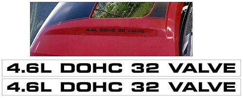2003-2020 MUSTANG MACH 1 - 4.6L DOHC 32 VALVE - HOOD Stickers Decals - TWO Stickers Decals
