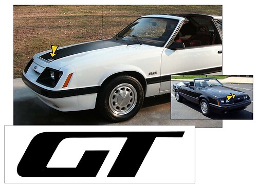 1985-86 MUSTANG - GT HOOD Sticker Decal - ONE Sticker Decal - FACTORY SIZE