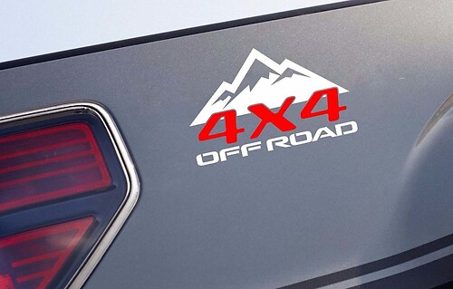 (2) 4x4 OFF ROAD Mountain bed panel decal sticker emblem racing truck WR v2