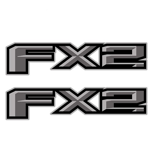 Set of 2: 2018 Ford F-150 FX2 off-road vinyl Sticker Decal pickup truck side bed -silver