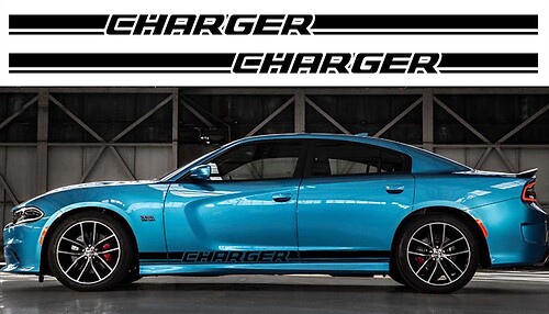 2X Dodge Charger Rocker Panel Stickers Decals Stripe Vinyl Graphics Kit 2011-2018
