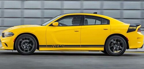 2X Dodge Charger Hemi Rocker Panel Stickers Decals Stripe Vinyl Graphics Kit 2011-2018