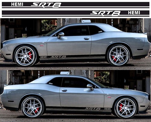 Dodge Challenger SRT8 Rocker Panel Stickers Decals Stripe Vinyl Graphics 2009-2018