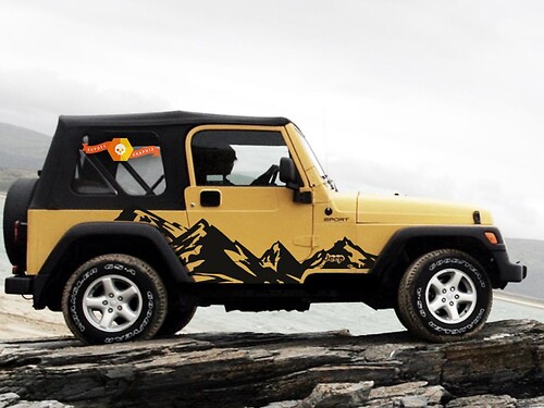 Jeep Wrangler (1999-2006) Custom Vinyl Sticker Decal Kit - Mountains
